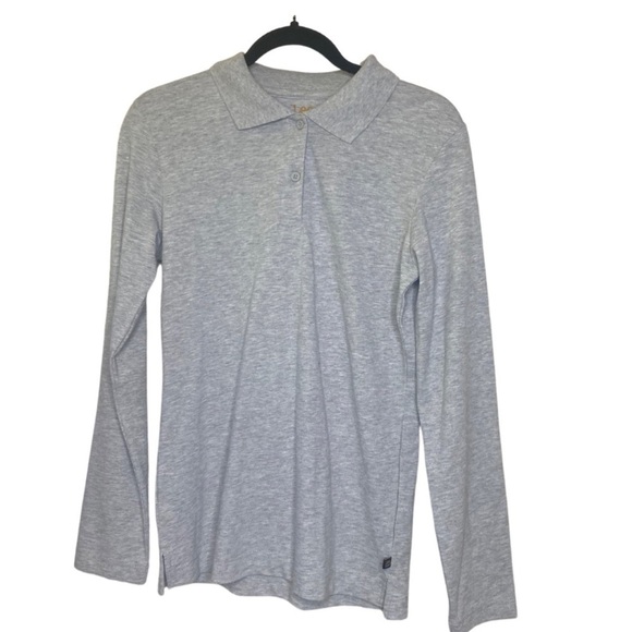 NWT Lee Heather Grey Long Sleeve School Uniform Polo Shirt  Size Lg - Picture 1 of 7